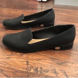 Black Slip-On Flats with Textured Fabric